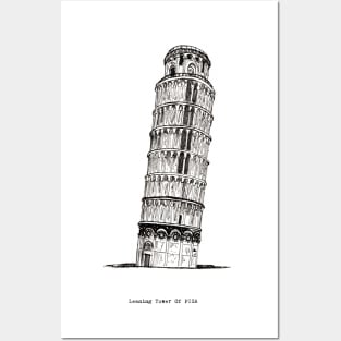 Leaning Tower of PISA Italy Pen And Ink Illustration Posters and Art